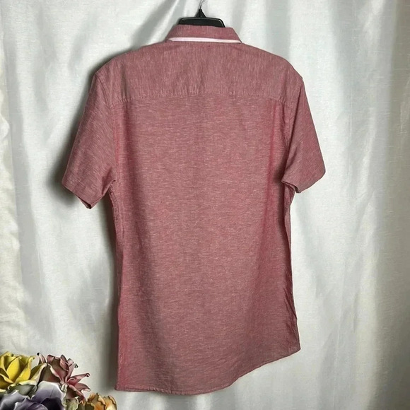Jack & Jones NWT! men shirt XL ,red ,COTTON LINEN short sleeve,coastal,office - Picture 9 of 12